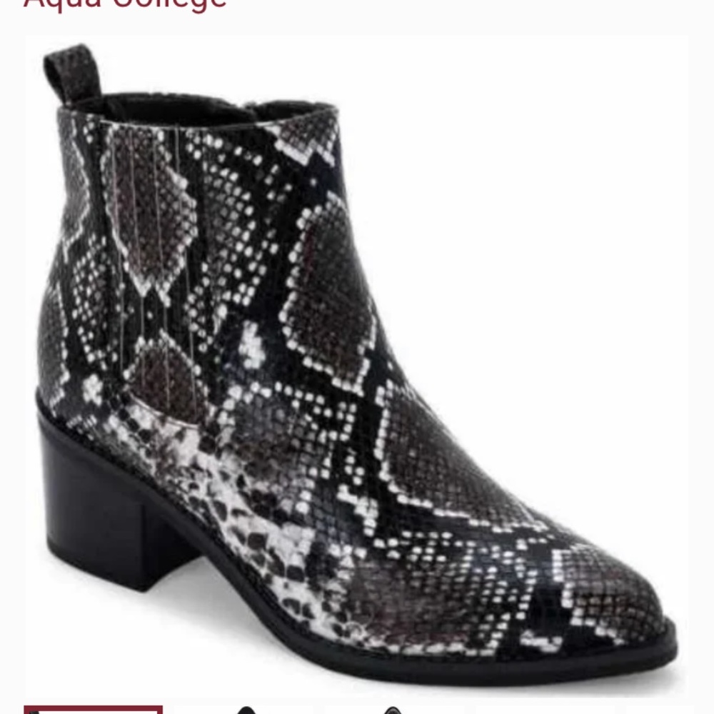 NWT Aqua College Block Heel Waterproof Ankle Booties Karlie Leather - Size 6. - Picture 5 of 9